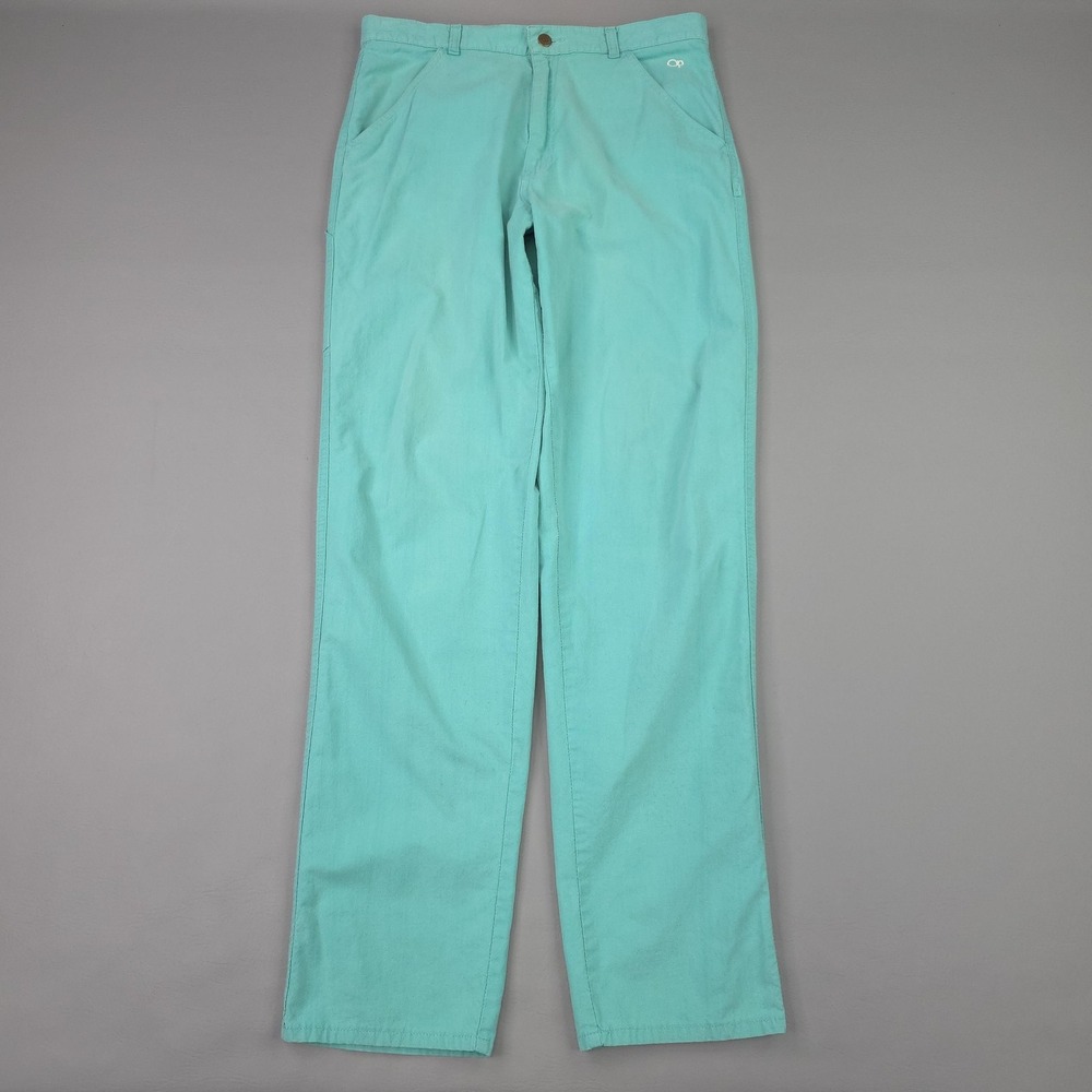 Vintage Ocean Pacific Pants Mens 34x33 Fits 32 Green Canvas Chino Carpenter USA
